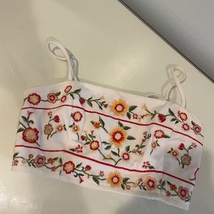 Flowered white crop top
